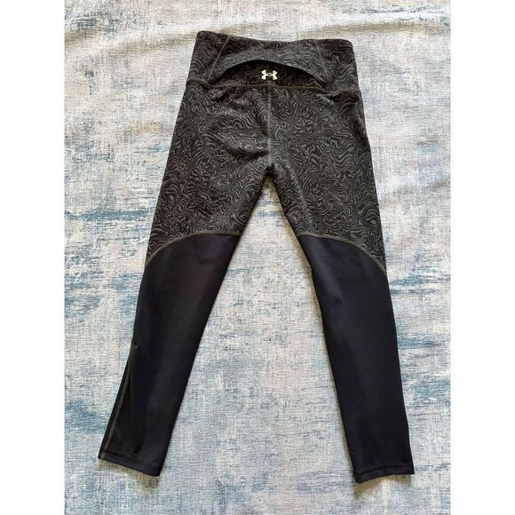 Under Armour Black Gray Green Abstract Marble Print Back Pocket Ankle Legging M - Picture 2 of 8